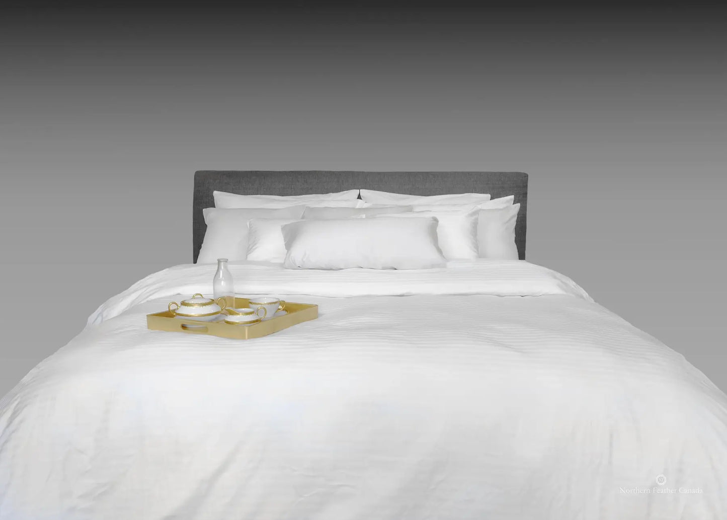 60/40 White Damask Stripe Bed Linen Sets
