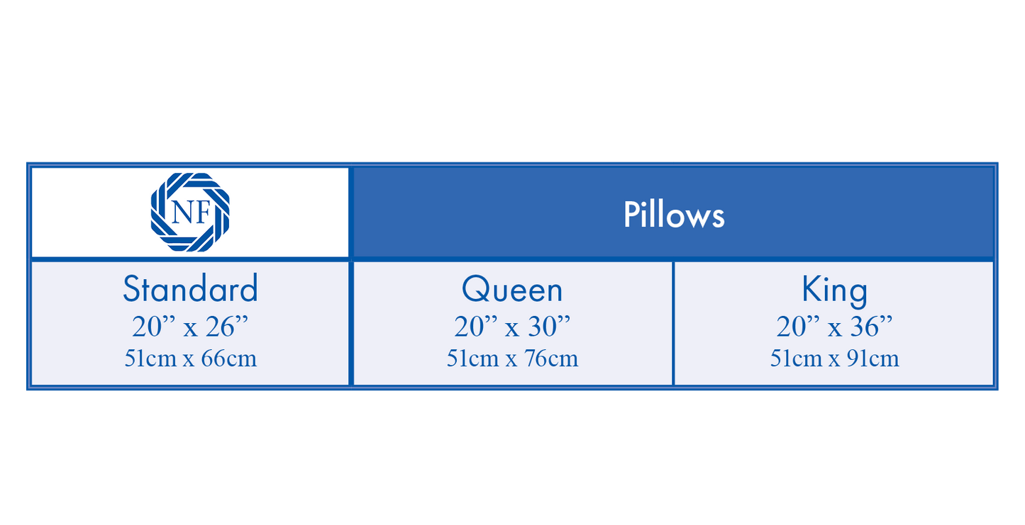 pillow size chart