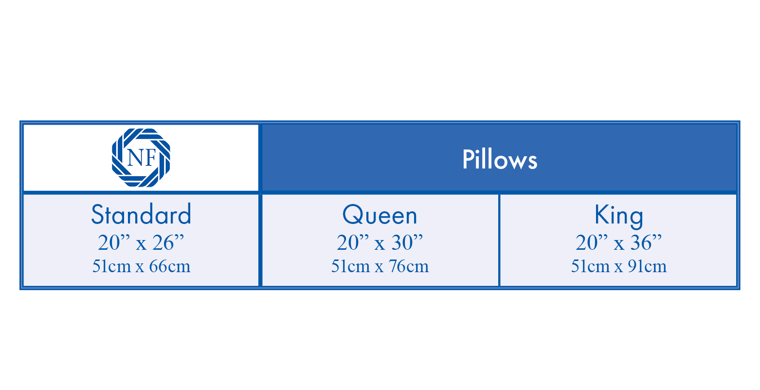 pillow size chart